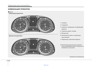 Характеристики автомобиля
624
КОМБИНАЦИЯ ПРИБОРОВ
1. Тахометр
2. Спидометр
3. Указатель температуры охлаждающей
жидкости
4. Указатель уровня топлива
5. ЖК-дисплей
6. Контрольные лампы и индикаторы
(при наличии)
7. Индикаторы указателей поворота
ODMEMM2346/ODMEMM2054
■■ Тип A
- Бензиновый двигатель
❈ Фактический внешний вид моторного
отсека автомобиля может отличаться от
показанного на рисунке.
- Дизельный двигатель
vnx.su
 