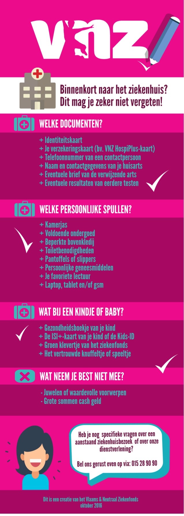 VNZ Wat meenemen naar het ziekenhuis? Infografiek
