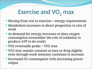 VO2max.ppt, Factors affecting VO2 , Exercise and VO2 maxMax, O2 Debt ...