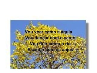 Vou voar como a águia Vou dançar com o vento Vou fluir como o rio E cantar com os anjos 