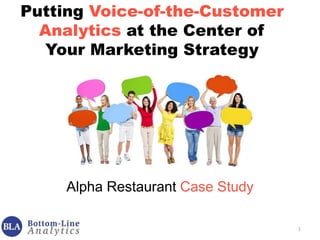1
Putting Voice-of-the-Customer
Analytics at the Center of
Your Marketing Strategy
Alpha Restaurant Case Study
 