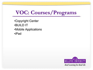 VOC: Courses/Programs Copyright Center BUILD IT Mobile Applications iPad 