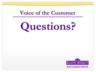 Voice of the Customer Questions? 