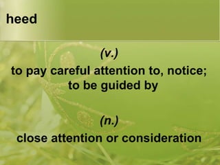 Heeding Dictionary Voc 14 flashcards