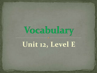 Unit 12, Level E Vocabulary 