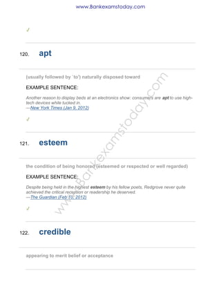 Vocabulary List for Bank Exams | PDF