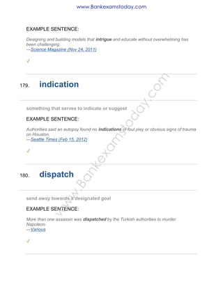 Indicated Example Vocabulary List for Bank Exams | PDF