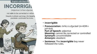 Vocabulary words unit twelve to study the new meanings | PPTX