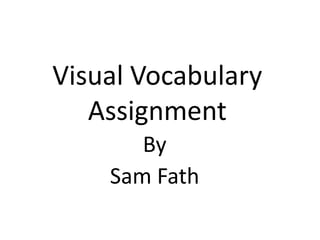 Visual Vocabulary Assignment By  Sam Fath 