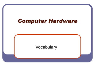 Computer Hardware Vocabulary 