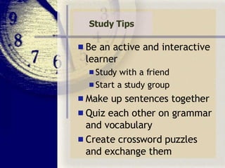 Vocabulary Memory Study Aids