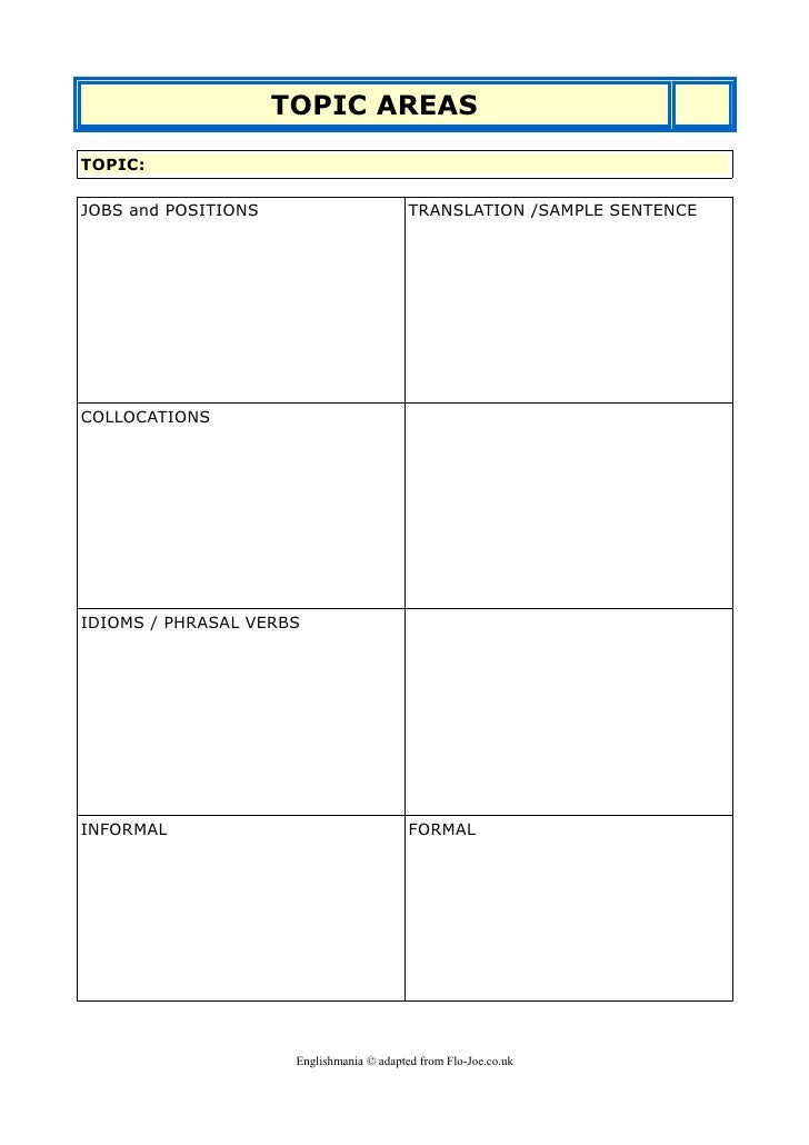 templates for vocabulary words