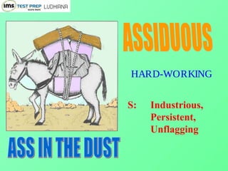 HARD-WORKING
S: Industrious,
Persistent,
Unflagging
 