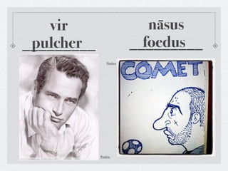 vir                       nāsus
 pulcher
_________                   foedus
                          _________
                Pictūra




            Pictūra
 