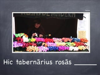 Pictūra
Hic tabernārius rosās _____
 
