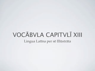 VOCĀBVLA CAPITVLĪ XIII
   Lingua Latīna per sē Illūstrāta
 