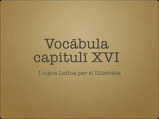 Vocābula
capitulī XVI
Lingua Latīna per sī Illūstrāta
 
