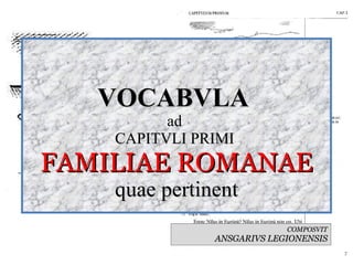 VOCABVLA  ad  CAPITVLI PRIMI  FAMILIAE ROMANAE quae pertinent COMPOSVIT ANSGARIVS LEGIONENSIS 