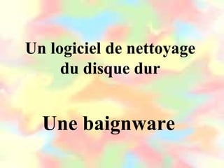 Un logiciel de nettoyage
     du disque dur


  Une baignware
 