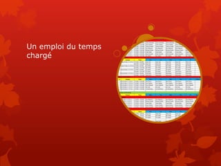 Un emploi du temps
chargé
 