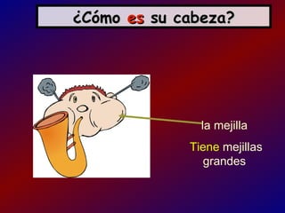 ¿Cómo es su cabeza?




               la mejilla
             Tiene mejillas
                grandes
 