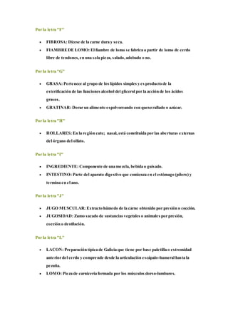 Vocabulario de la carne | DOC