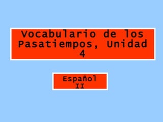 Vocabulario de los Pasatiempos, Unidad 4 Español II 