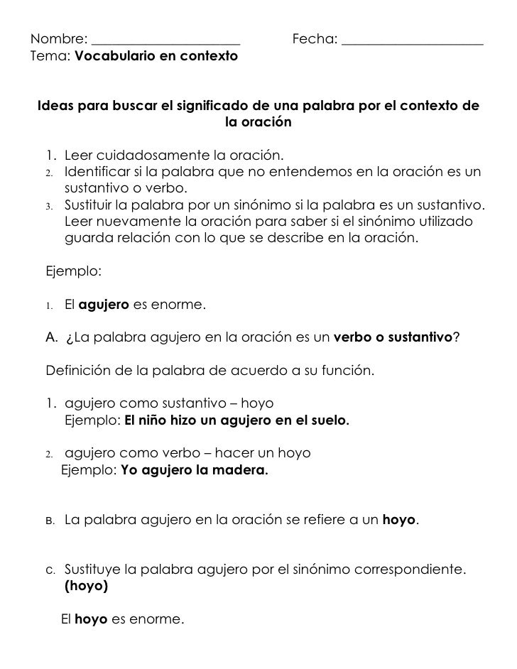 Vocabulario en contexto
