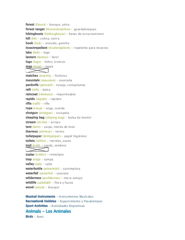 Vocabulario en ingles