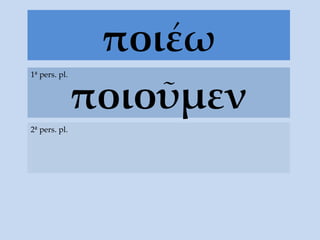 ποι έω ποιοῦμεν 1ª pers. pl. 2ª pers. pl. 