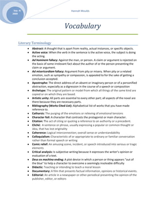 Vocabulary<br />Literary Terminology<br />,[object Object]