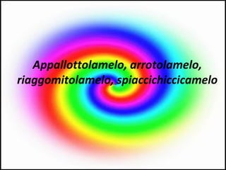 Appallottolamelo, arrotolamelo,
riaggomitolamelo, spiaccichiccicamelo
 