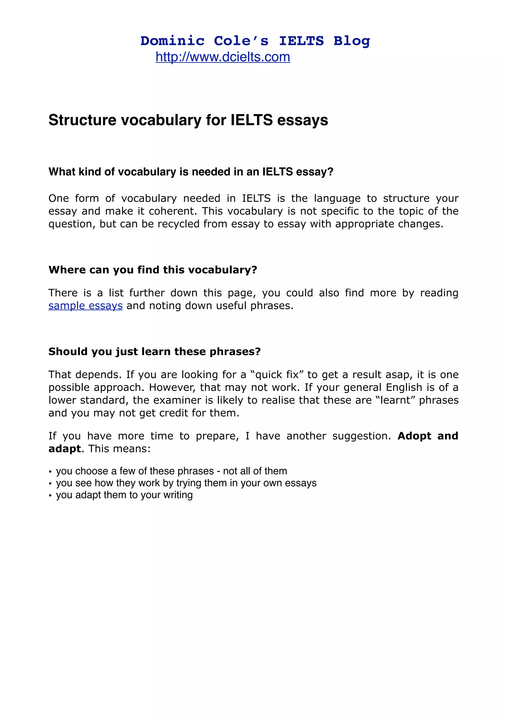 Vocabulary for-essays | PDF