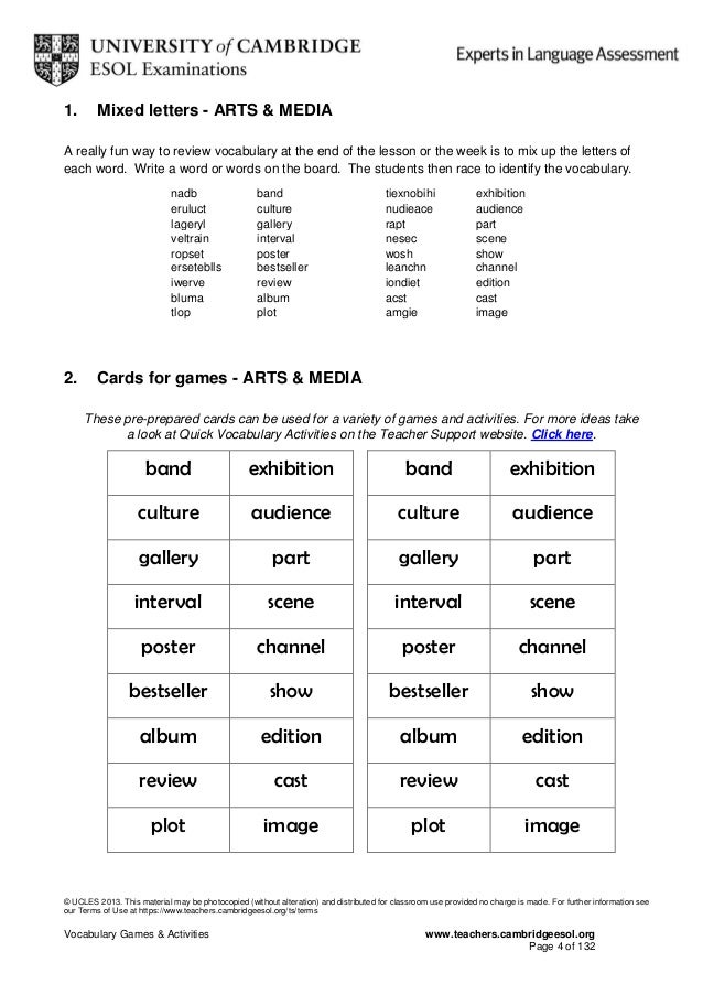 Vocabulary activities -_complete