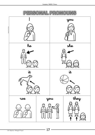 Vocabulary– BASICS / Primary
C.B. Hispania / Bilingual Project 17
mjesusra©2011
I you
he she
it it
we you they
 