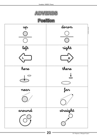 Vocabulary– BASICS / Primary
C.B. Hispania / Bilingual Project20
mjesusra©2011
up down
left right
here there
near far
around straight
 