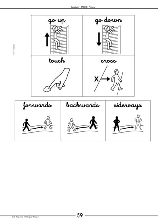 Vocabulary– BASICS / Primary
C.B. Hispania / Bilingual Project 59
mjesusra©2011
go up go down
touch cross
forwards backwards sideways
 