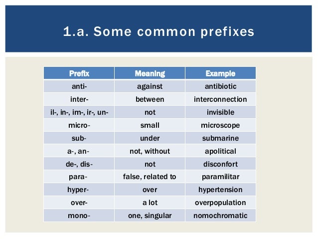 What are some common affixes?