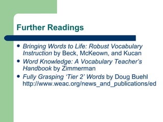 Vocabulary chapter 2 word tiers | PPT