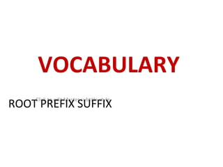 Click to edit Master subtitle style
VOCABULARY
ROOT PREFIX SUFFIX
 
