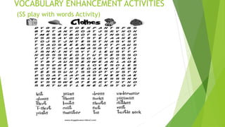 VOCABULARY ENHANCEMENT ACTIVITIES
(SS play with words Activity)
 