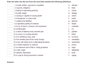 vocabulary exercises answers
