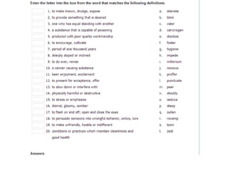 Vocabulary Exercises Answers