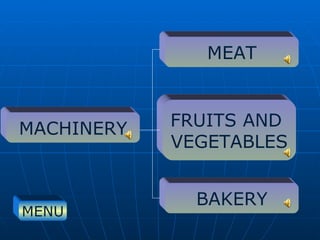 MEAT FRUITS AND  VEGETABLES BAKERY MACHINERY MENU 