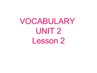 VOCABULARY
UNIT 2
Lesson 2
 