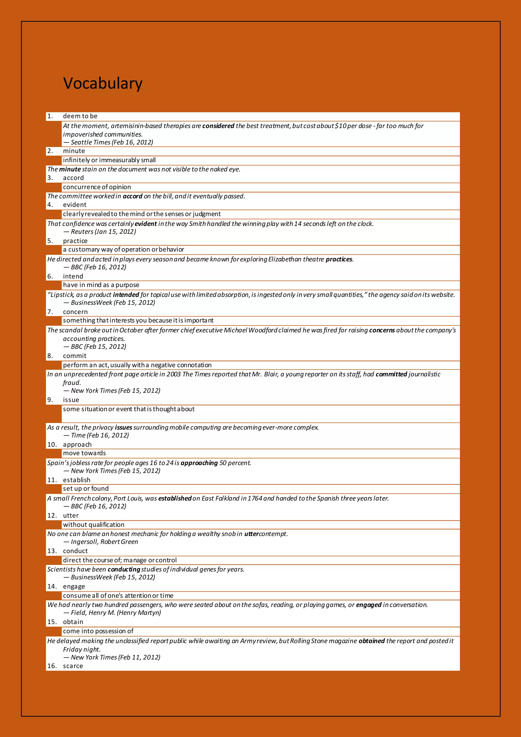 Vocabulary (list of 1001 words) | DOCX