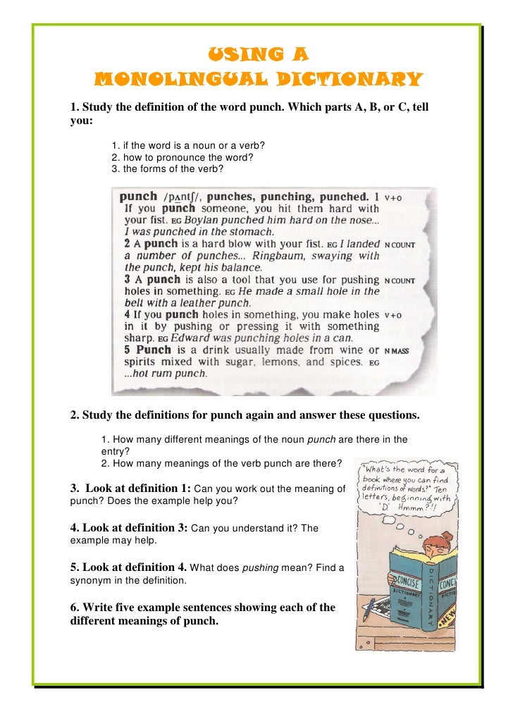 Vocabulary monolingual dictionary