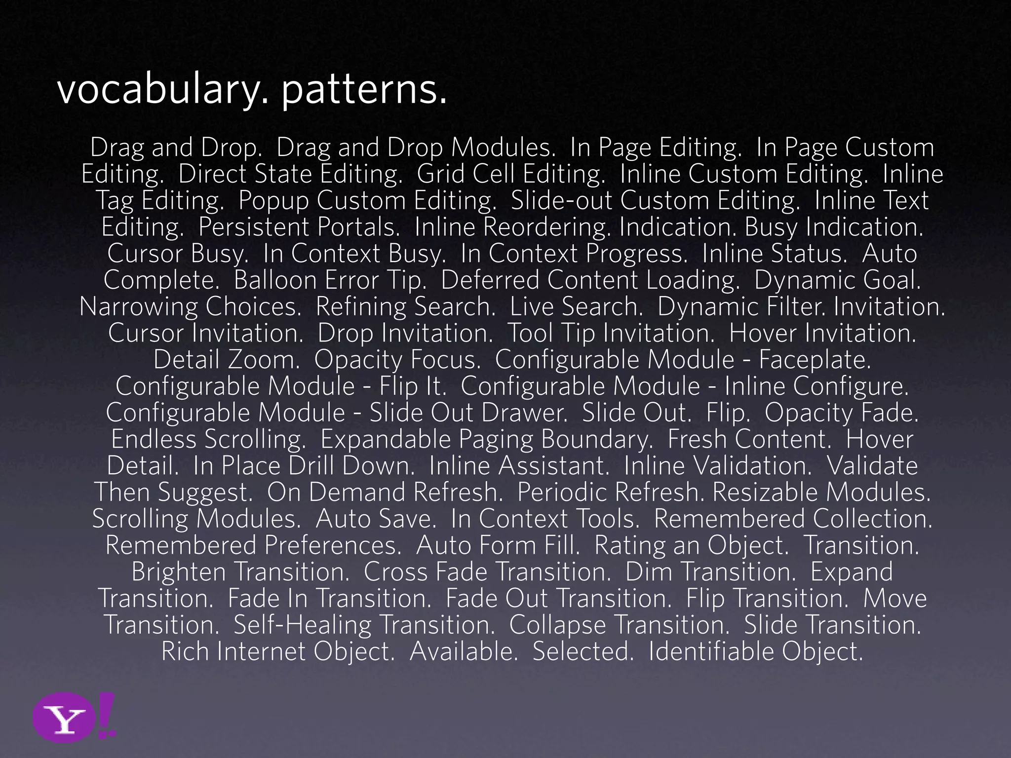 Vocabulary Of Patterns