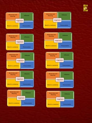 Word class and
Meaning Inflexions
Word in a sentence. Pronunciation
Image/word
Word class and
Meaning
Inflexions
Word in a sentence. Pronunciation
Image/word
Word class and
Meaning
Inflexions
Word in a sentence. Pronunciation
Image/word
Word class and
Meaning
Inflexions
Word in a sentence. Pronunciation
Image/word
Word class and
Meaning
Inflexions
Word in a sentence. Pronunciation
Image/word
Word class and
Meaning
Inflexions
Word in a sentence. Pronunciation
Image/word
Word class and
Meaning
Inflexions
Word in a sentence. Pronunciation
Image/word
Word class and
Meaning
Inflexions
Word in a sentence. Pronunciation
Image/word
Word class and
Meaning
Inflexions
Word in a sentence. Pronunciation
Image/word
Word class and
Meaning
Inflexions
Word in a sentence. Pronunciation
Image/word
 