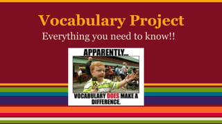 Vocabulary Project
Everything you need to know!!
 